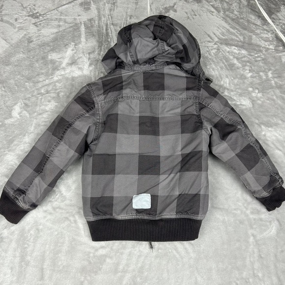H&M Kids Gray Plaid Hooded Quilted Lined Bomber Jacket‎ Size 6/7 Years - Picture 9 of 12